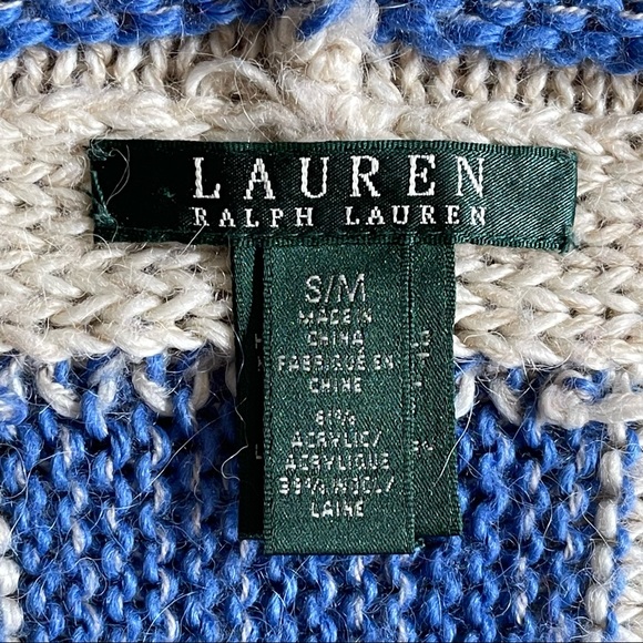 Lauren Ralph Lauren Southwestern Inspired Blanket Draped Cardigan Sweater S/M - Picture 8 of 13